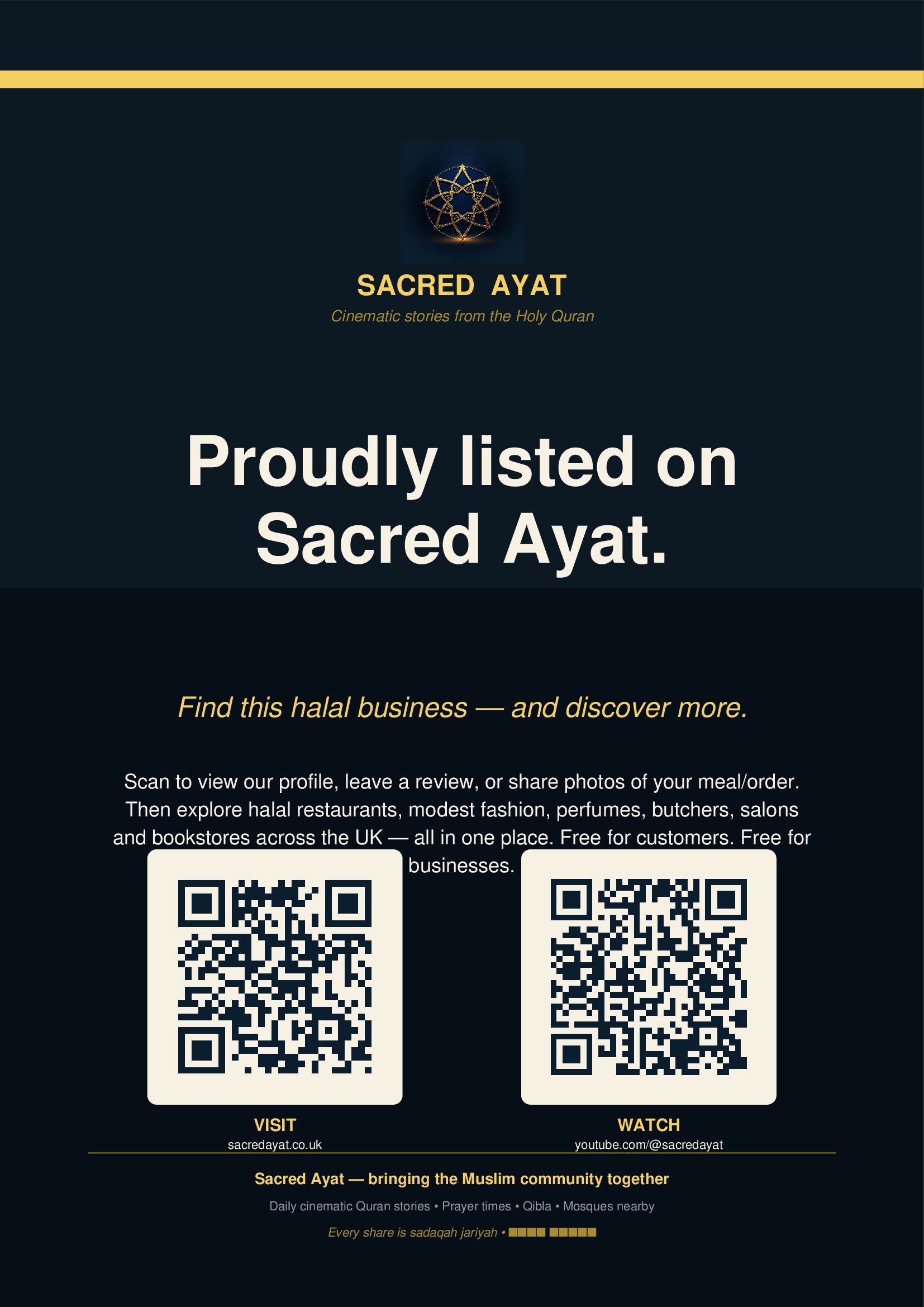 Halal business window poster